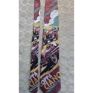 Vtg. RM Ralph Marlin Style Racing Tie Coppa Ciano 1934 Novelty Race Car Necktie